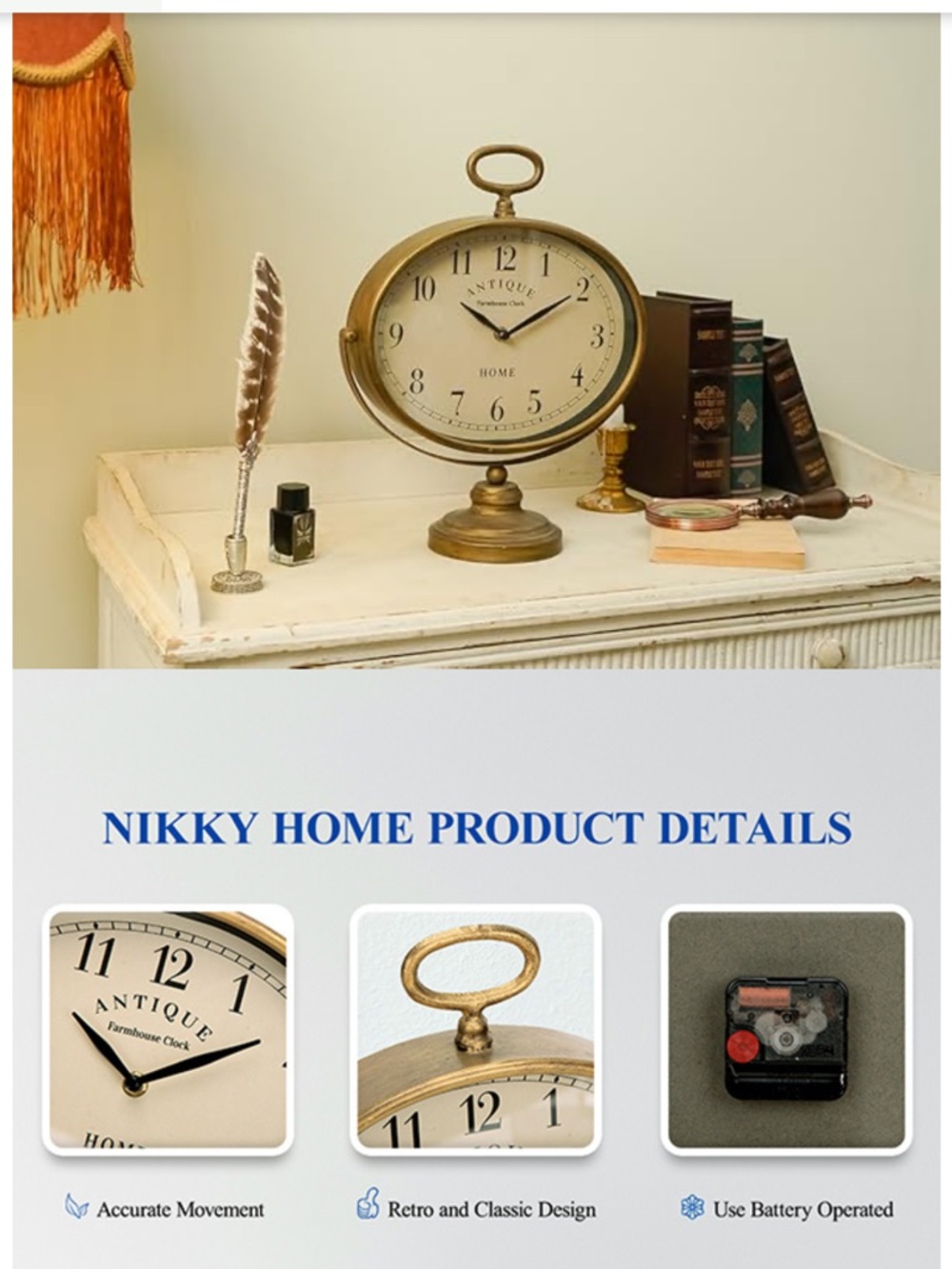 Antique-Inspired Table Clock - Picture 13 of 16